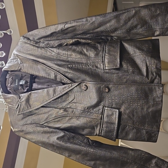 Alfani Black Textured Leather Jacket - Picture 3 of 14